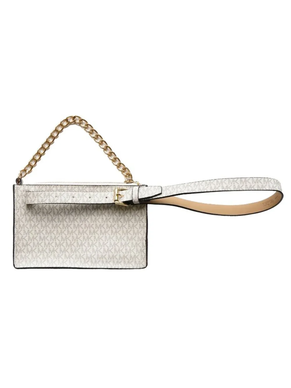 Michael Kors Belt Bag Vanilla Signature Fanny Pack White Gold Tone MK Logo